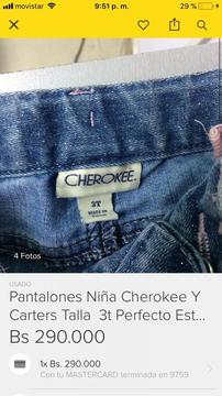 Pantalon Jeans Cherokee Talla 3T