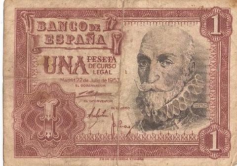 Billete de 1 Peseta España 1953 Coleccionistas Conocedores