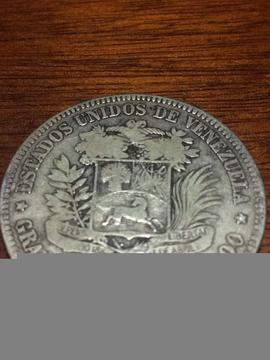 Moneda Plata Simon Bolivar 1921 25 Gramos