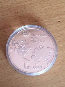 Moneda Conmemorativa de Plata Olimpiadas Mapa Mundial 1976 92,5 de Plata