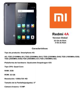 Xiaomi Redmi 4a 2gb Ram 32gb Rom 13 y 5 Mp Version Global