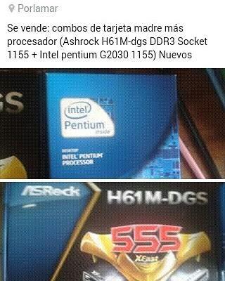 Combos de Tarjeta madres ddr3 procesador G2030 Intel pentium NUEVOS