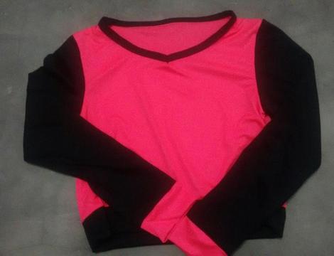 Crop Top Tipo Beisbolera Manga Larga Nuevo Talla M Para Dama