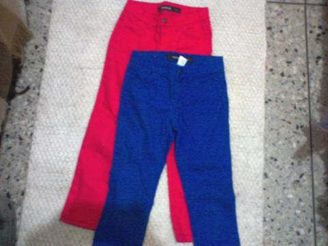 Pantalon jean de color fucsia y Azul para niña