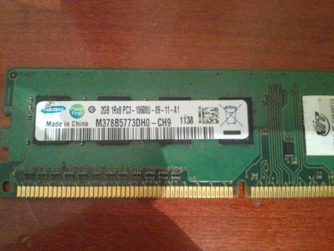 MEMORIA RAM ddr3 SAMSUNG 2gb 1Rx8 PC310600U / PUERTO ORDAZ