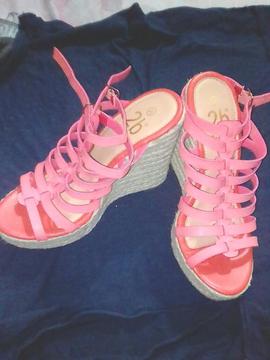 Sandalias Altas Color Coral