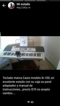 Vendo Teclado Marca Casio Modelo Ik100