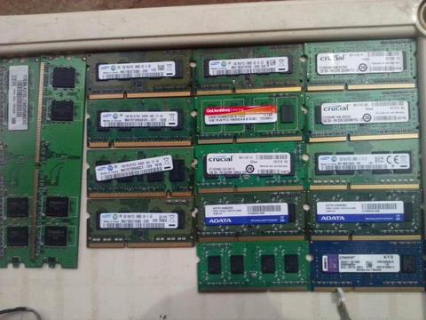 Memorias RAM DDR2 Y DDR3 De 1GB y 2 GB de LAPTO