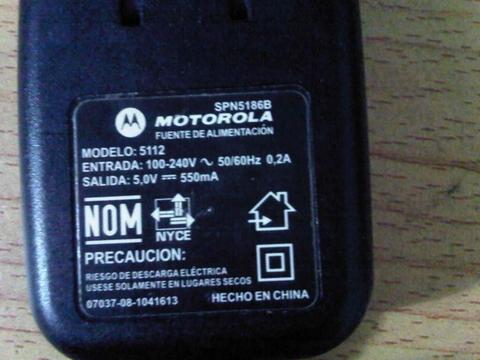Cargador Celular Marca Motorola Modelo 5112 550 Ma