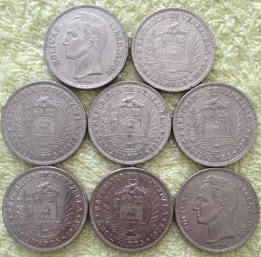 Monedas de Niquel Bs 5. Combo de 8 unidades, desmonetizadas