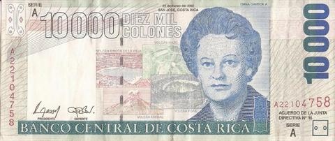 Billete de Costa Rica de 10000 Colones Del 2002 Coleccionistas Conocedores