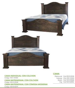 Cama Matrimonial de Roble