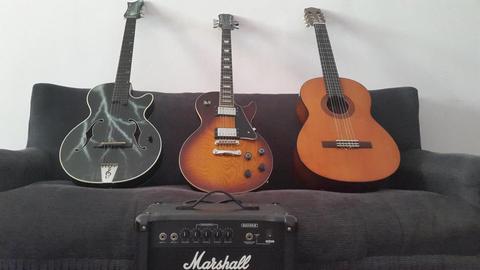 Guitarra Yamaha c40 Les Paul Maxtone Electroacustica Amplificador Marshall