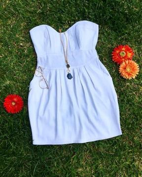 Vestido Corto Talla S Color Blanco De Dama