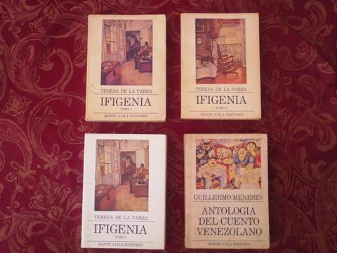 Ifigenia tomo I y tomo II autor Teresa de la Parra y Antología del cuento venezolano autor Guillermo Meneses USADOS