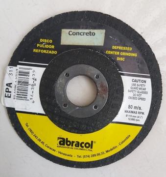 Disco Pulidor Reforzado para concreto de 4 1/2 marca Abracol. NUEVO