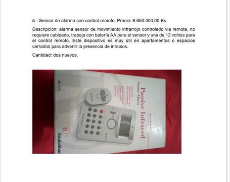 Sensor De Alarma Con Control Remoto Radio Shack. Nuevo