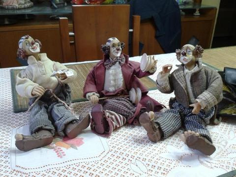 Trio de payasos mùsicos, adornos de colecciòn