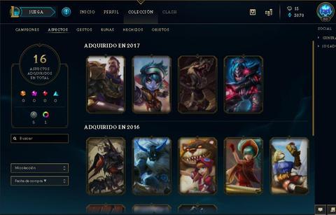 cuenta de lol 92 campeones y 16 skins