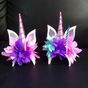 velas y decorado para tortas unicornio