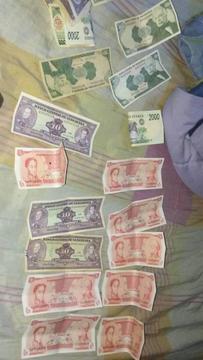 Billetes antiguos venezolanos y colombianos