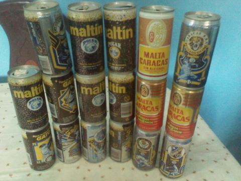 Se vende 17 latas de colección de MALTA,, antiguas,,vacías