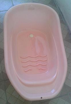Ponchera o bañera para bebé de plástico resistente, duradera, color rosa