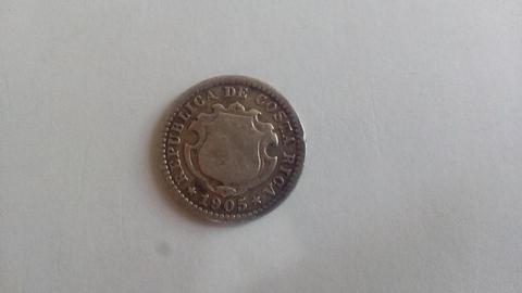 Moneda 10 céntimos Costa Rica año 1905 de plata no circulante