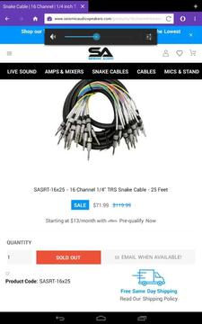 Cable Trs Snake Piano,cornetas,guitarras
