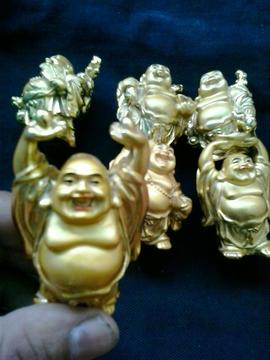 Munecos Mini Budas Dorados en Buen Estad