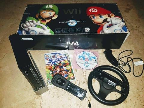 NINTENDO WII BLACK EDICION MARIO KART COMO NUEVO