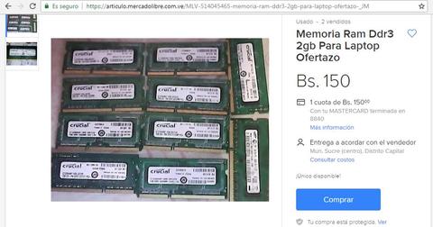 Memoria Ram Ddr3 2gb Para Laptop Ofertazo